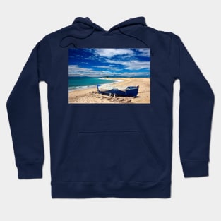 Blue boat at Poseidi Hoodie